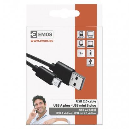 SM7009BL USB kabel 2.0 A/M - mini B/M 2m černý EMOS