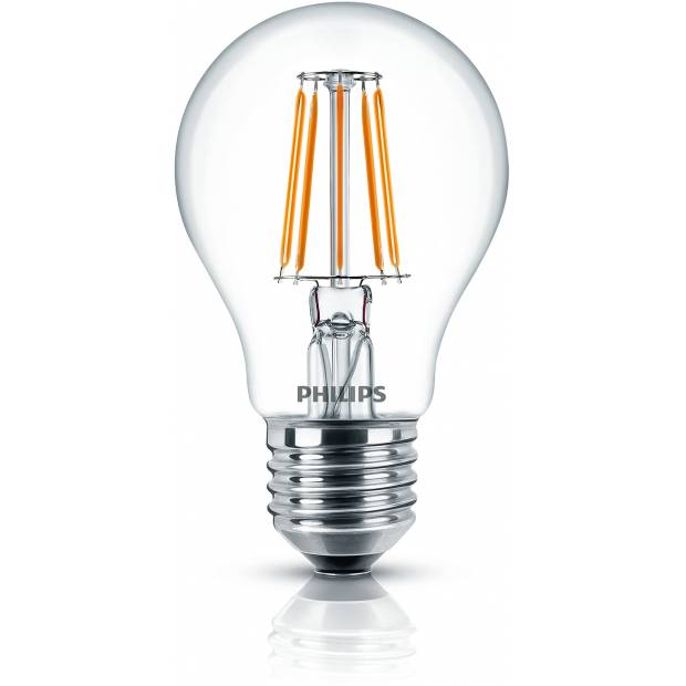 Čirá LED žárovka E27 Philips FILAMENT náhrada za klasický zdroj 40W,  barva světla Žárovkové světlo
