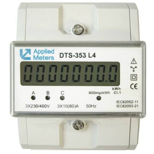 Třífázový elektroměr digitální DTS 353 na DIN 4 moduly