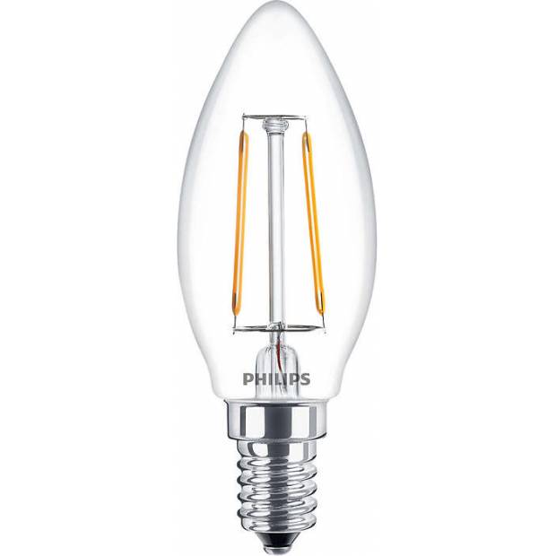 LED žárovka E14 svíčka čirá Philips 6.5W-60W žárovkové světlo
