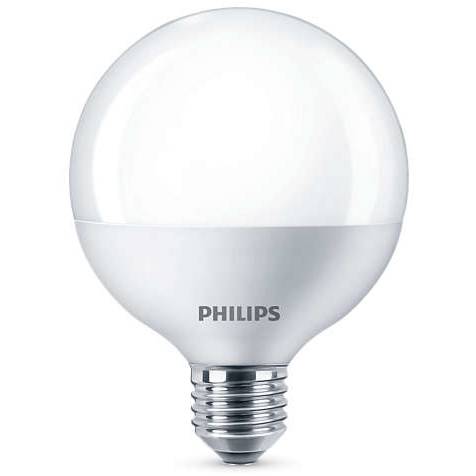 led žárovka E27 Philips 9,5W opálová velká baňka koule 2700°K žárovkové světlo EAN 8718696580639