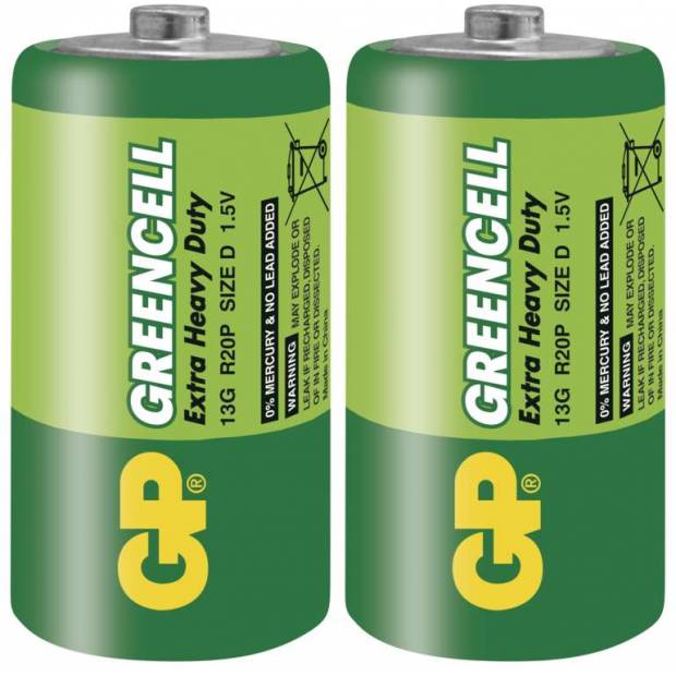 GP B1241 baterie Greencell R20 (D), 2 ks v blistru