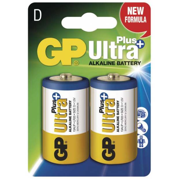 GP B1741 Alkalická baterie Ultra Plus LR20 (D), 2 ks v blistru
