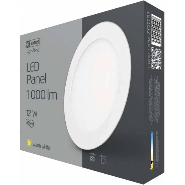 ZD1131 LED panel 168mm, kruhový vestavný bílý, 12W teplá bílá EMOS Lighting