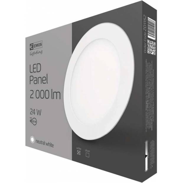 ZD1152 LED panel 297mm, kruhový vestavný bílý, 24W neutrální bílá EMOS Lighting