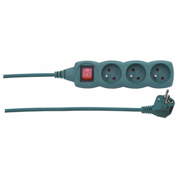 P1313Z Prodlužovací kabel s vypínačem 3 zásuvky 3m, zelená EMOS