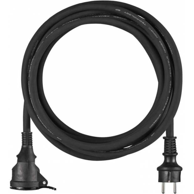 P01705 Neoprenový prodlužovací kabel spojka 5m 3x 1,5mm, černá EMOS