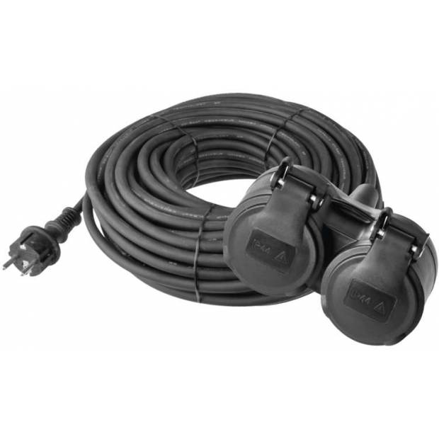 P0601 Gumový prodlužovací kabel spojka 10m 2Z 3x 1,5mm, IP44 černý EMOS