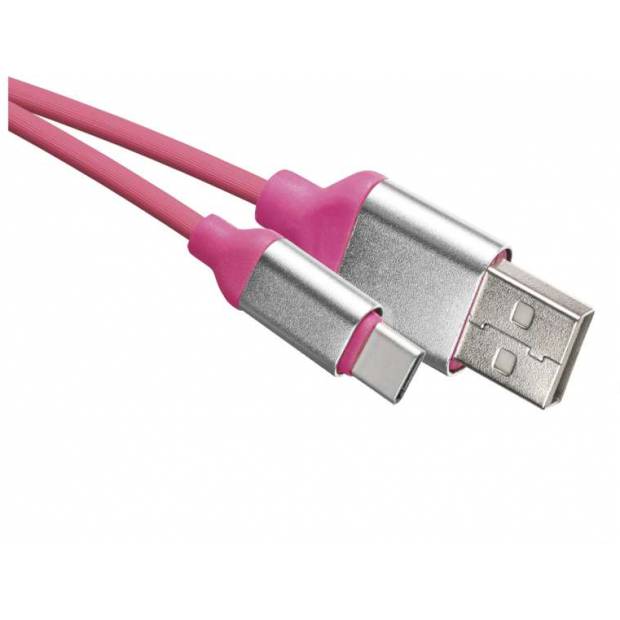 SM7025P USB kabel 2.0 A/M - C/M 1m růžový EMOS