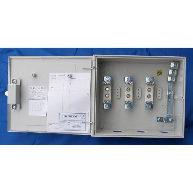 Distribuční rozvaděč přípojkový pro připojení do 50 mm2 SP100/PVP1P 3X100A /SPP 2,1/A/ kód 5031001