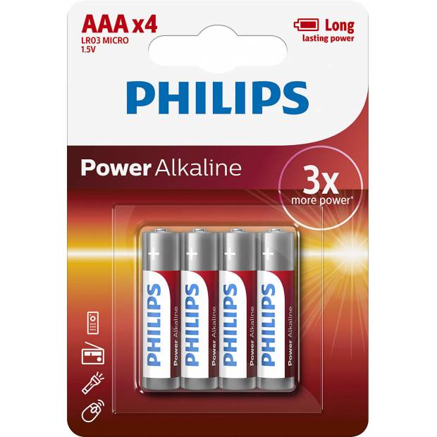 Alkalické tužkové baterie AAA LR03P4B/10 Philips
