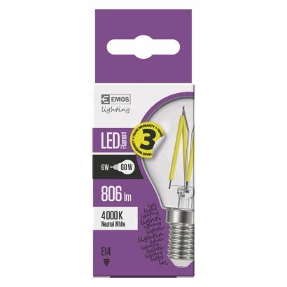 Z74238 LED žárovka Filament Mini Globe / E14 / 6 W (60 W) / 806 lm / neutrální bílá EMOS