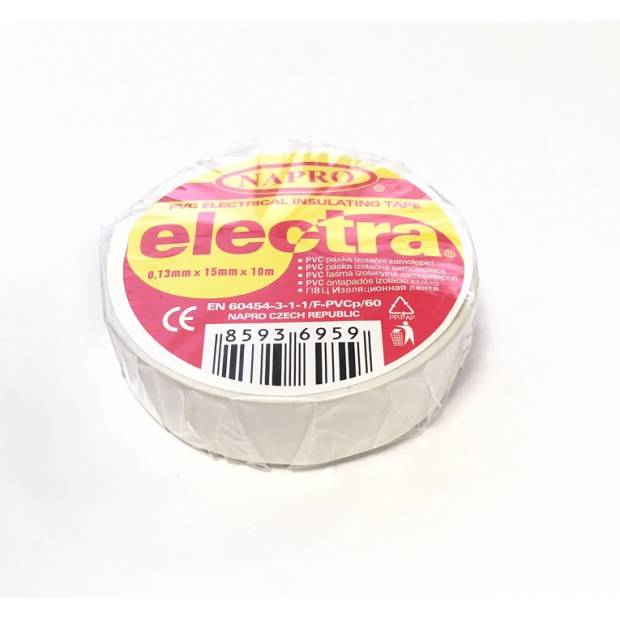 ELECTRA PVC 15x10m bílá páska
