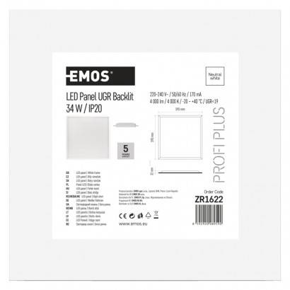 ZR1622 LED panel 60×60, čtvercový vestavný bílý, 34W,UGR,n.b. EMOS Lighting
