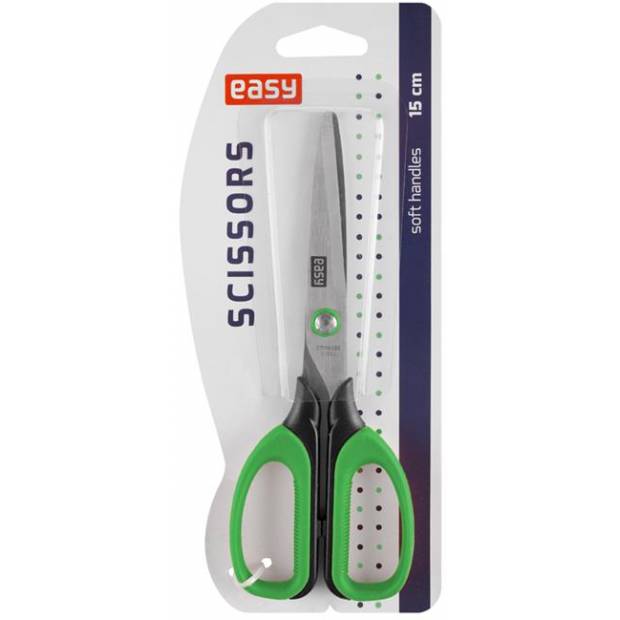 Nůžky s měkkým úchytem 15 cm - zelené EASY Office