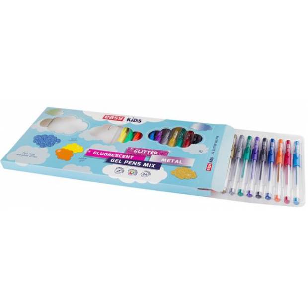 GLITTER - gelové pero se třpytkami - mix barev 24ks/sada /starý kód S88073 EASY Office