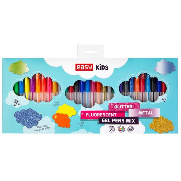 GLITTER - gelové pero - mix barev fluo, metal, glitter - 30ks/sada EASY Office
