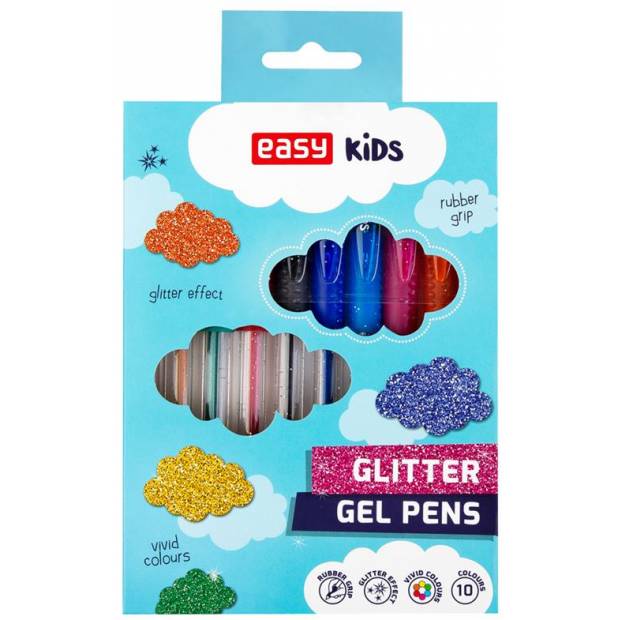 GLITTER - gelové pero se třpytkami - mix barev, 10ks/sada, papírová krabička (starý kód S48472) EASY Office