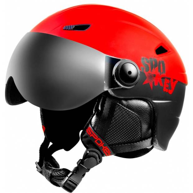 Spokey JASPER lyžařská přilba s čelním sklem, černo-červená, vel. L/XL Spokey