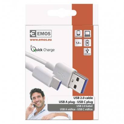 SM7026 USB kabel 2.0 A/M - C/M 1,5m, bílá EMOS