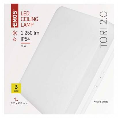 ZM4323 LED přisazené svítidlo, čtvercové bílé 15W neutr. b., IP54 EMOS Lighting