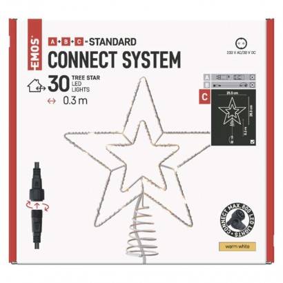 D1ZW01 Standard LED spojovací vánoční hvězda, 28,5 cm, venkovní i vnitřní, teplá bílá, časovač EMOS Lighting