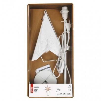 DCAZ06 Svícen na žárovku E14 s papírovou hvězdou bílý, 67x45 cm, vnitřní EMOS Lighting