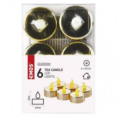 DCCV13 LED dekorace – 6x čajová svíčka zlatá, 6x CR2032, vnitřní, vintage EMOS Lighting
