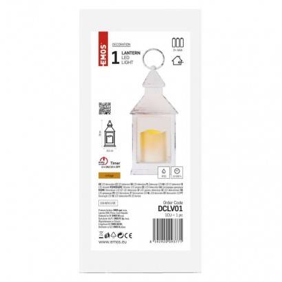 DCLV01 LED dekorace – lucerna antik bílá blikající, 3x AAA, vnitřní, vintage, časovač EMOS Lighting