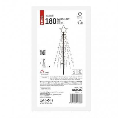 DCTC02 LED vánoční strom kovový, 180 cm, venkovní i vnitřní, studená bílá, časovač EMOS Lighting