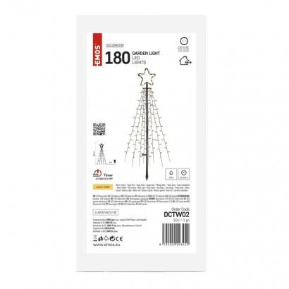 DCTW02 LED vánoční strom kovový, 180 cm, venkovní i vnitřní, teplá bílá, časovač EMOS Lighting