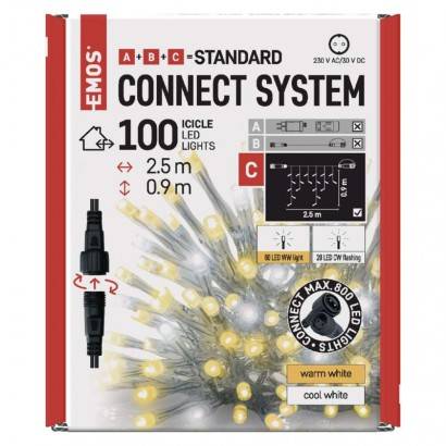D1CN01 Standard LED spojovací řetěz blikající – rampouchy, 2,5 m, venkovní, teplá/studená bílá EMOS Lighting