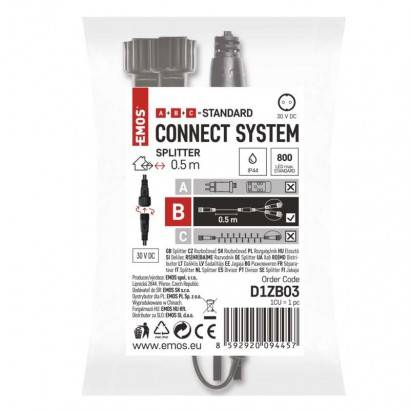 D1ZB03 Rozbočovač pro spojovací řetězy Standard černý, 0,5 m, venkovní i vnitřní EMOS Lighting