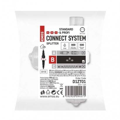 D1ZT01 Rozbočovač T pro spojovací řetězy Standard transparentní, venkovní i vnitřní EMOS Lighting