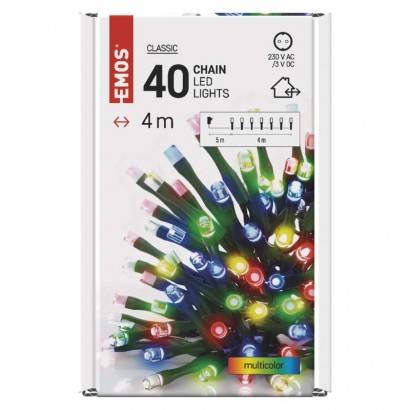 D4AM01 LED vánoční řetěz, 4 m, venkovní i vnitřní, multicolor, časovač EMOS Lighting