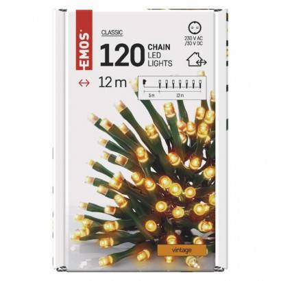 D4AV03 LED vánoční řetěz, 12 m, venkovní i vnitřní, vintage, časovač EMOS Lighting