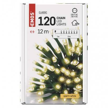D4AW03 LED vánoční řetěz, 12 m, venkovní i vnitřní, teplá bílá, časovač EMOS Lighting