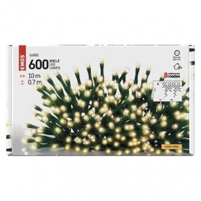 D4CW03 LED vánoční rampouchy, 10 m, venkovní i vnitřní, teplá bílá, programy EMOS Lighting