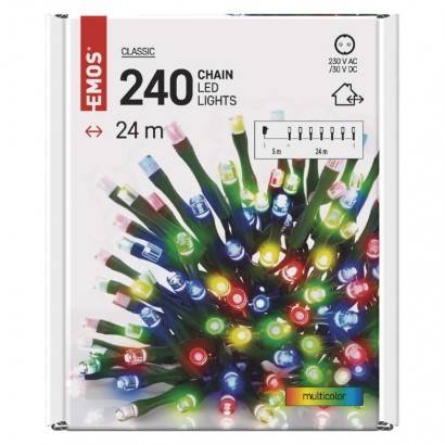 D4AM05 LED vánoční řetěz, 24 m, venkovní i vnitřní, multicolor, časovač EMOS Lighting