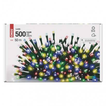 D4AM06 LED vánoční řetěz, 50 m, venkovní i vnitřní, multicolor, časovač EMOS Lighting