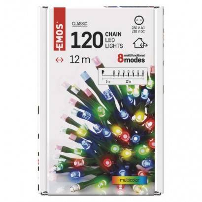 D4AM08 LED vánoční řetěz, 12 m, venkovní i vnitřní, multicolor, programy EMOS Lighting