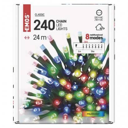 D4AM10 LED vánoční řetěz, 24 m, venkovní i vnitřní, multicolor, programy EMOS
