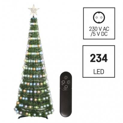 D5AA02 LED vánoční stromek se světelným řetězem a hvězdou, 1,5 m, vnitřní, ovladač, časovač, RGB EMOS