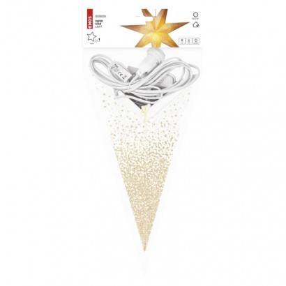 DCAZ07 LED hvězda papírová závěsná se zlatými třpytkami na okrajích, bílá, 60 cm, vnitřní EMOS