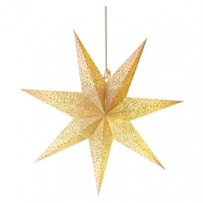 DCAZ08 LED hvězda papírová závěsná se zlatými třpytkami ve středu, bílá, 60 cm, vnitřní EMOS