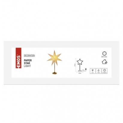 DCAZ15 LED hvězda papírová se zlatým stojánkem, 45 cm, vnitřní EMOS