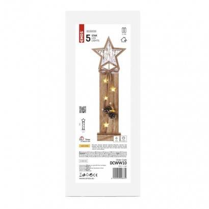 DCWW10 LED dekorace dřevěná – hvězdy, 48 cm, 2x AA, vnitřní, teplá bílá, časovač EMOS