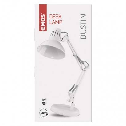Z7612W Stolní lampa DUSTIN na žárovku E27, bílá EMOS