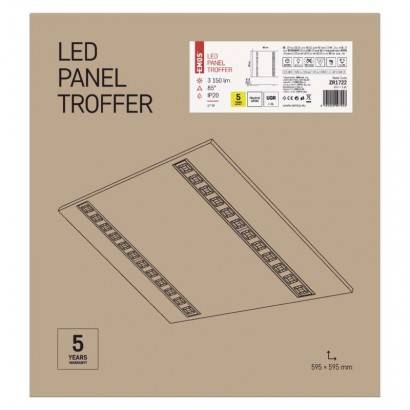 ZR1722 LED panel troffer 60×60, čtvercový vestavný bílý, 27W, neutrální bílá, UGR EMOS Lighting