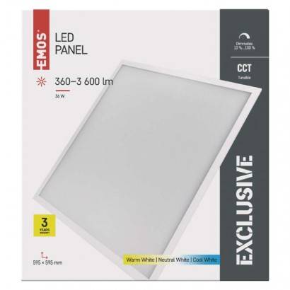 ZR5410 LED panel 60×60, čtvercový vestavný bílý, 36W, stmívatelný se změnou CCT, UGR EMOS Lighting